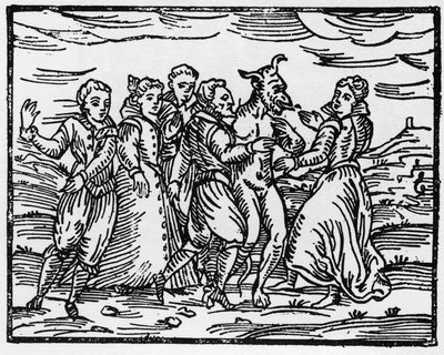 Hexen tanzen mit dem Teufel, Illustration aus Compendium Maleficarum von Francesco Maria Guazzo, 1608 von Italian School